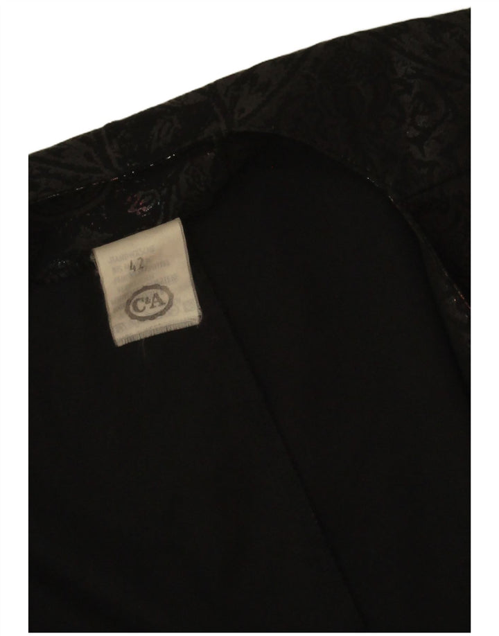 C & A Dame 3/4 ærmet Bolero Top IT 42 Medium Sort Paisley