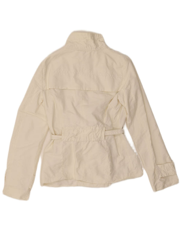 Zara Kvinder Kort Trench Coat UK 10 Lille Hvid Bomuld