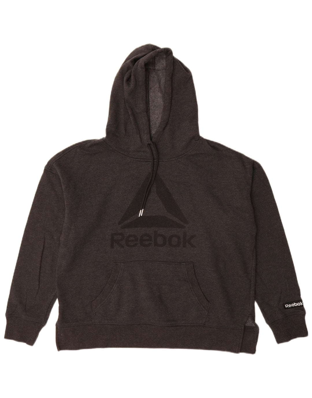 Reebok Dame Oversized grafisk hættetrøje Jumper UK 14 Medium Grey Bomuld