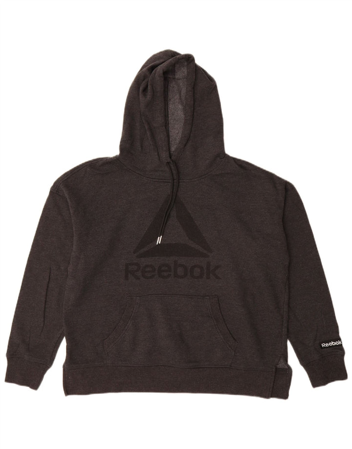 Reebok Dame Oversized grafisk hættetrøje Jumper UK 14 Medium Grey Bomuld