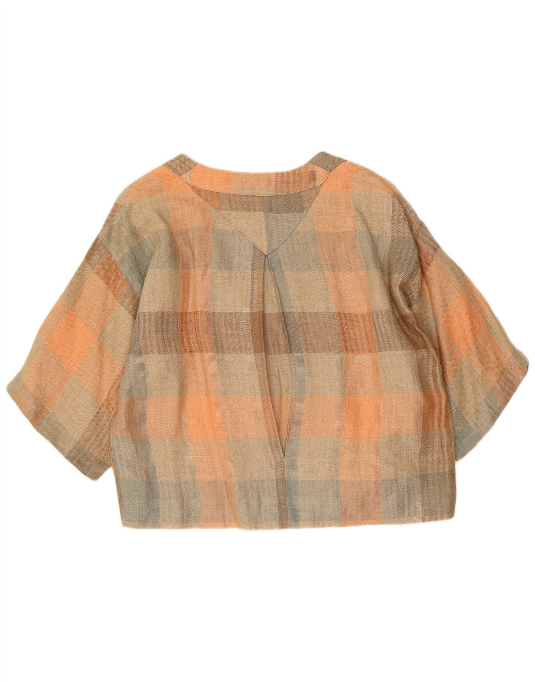Vintage Womens Crop Shirt Bluse UK 16 Stor flerfarvet ternet