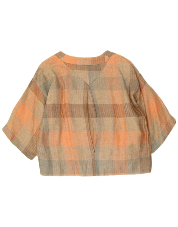 Vintage Womens Crop Shirt Bluse UK 16 Stor flerfarvet ternet