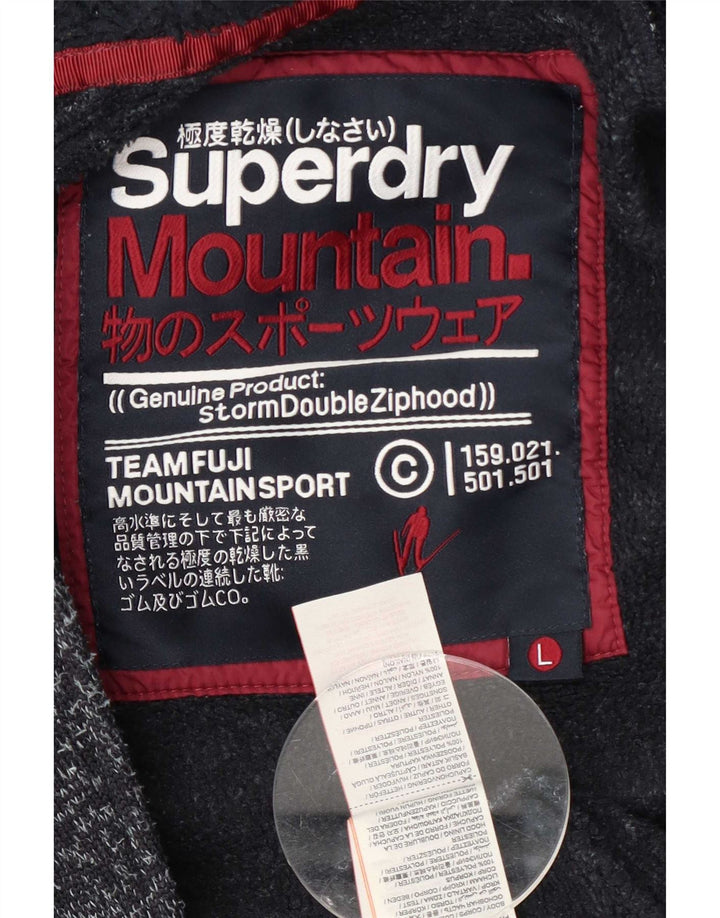 Superdry Træningsdragt med hætte til mænd Topjakke Large Navyblå Flecked Polyester