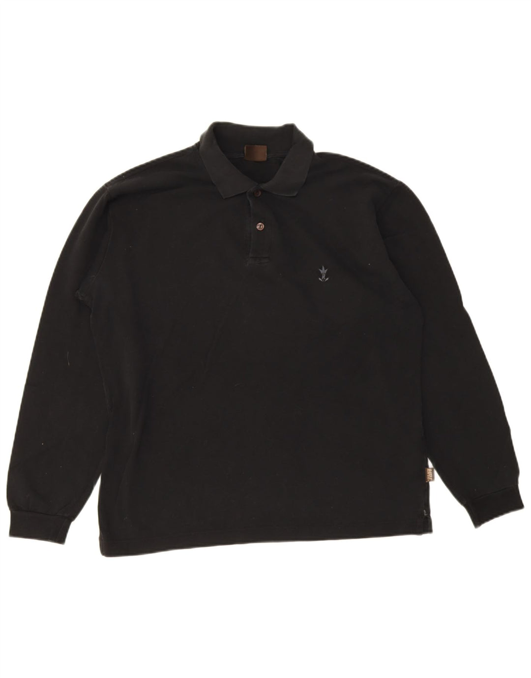 Rifle Langærmet herre poloshirt Medium sort bomuld