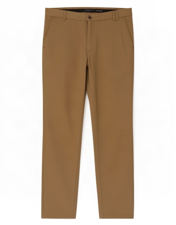 Zara Herre Lige Chinobukser EU 44 Large W34 L30 Beige Bomuld