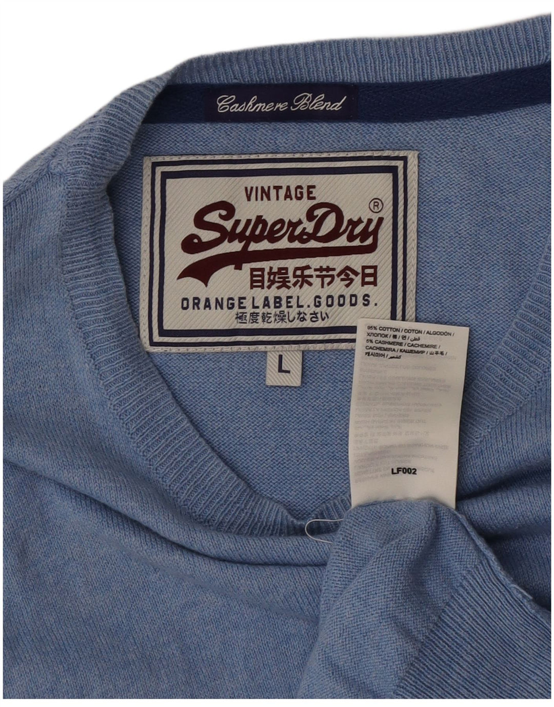 Superdry Herre Boat Neck Jumper Sweater Stor Blå Bomuld