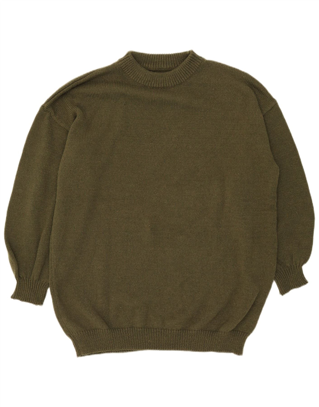 Vintage herre rund hals sweater stor kaki polyester