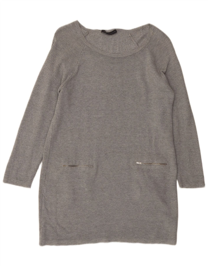 Marks & Spencer Dame Oversized Jumper Dress UK 10 Small Grey Viscose