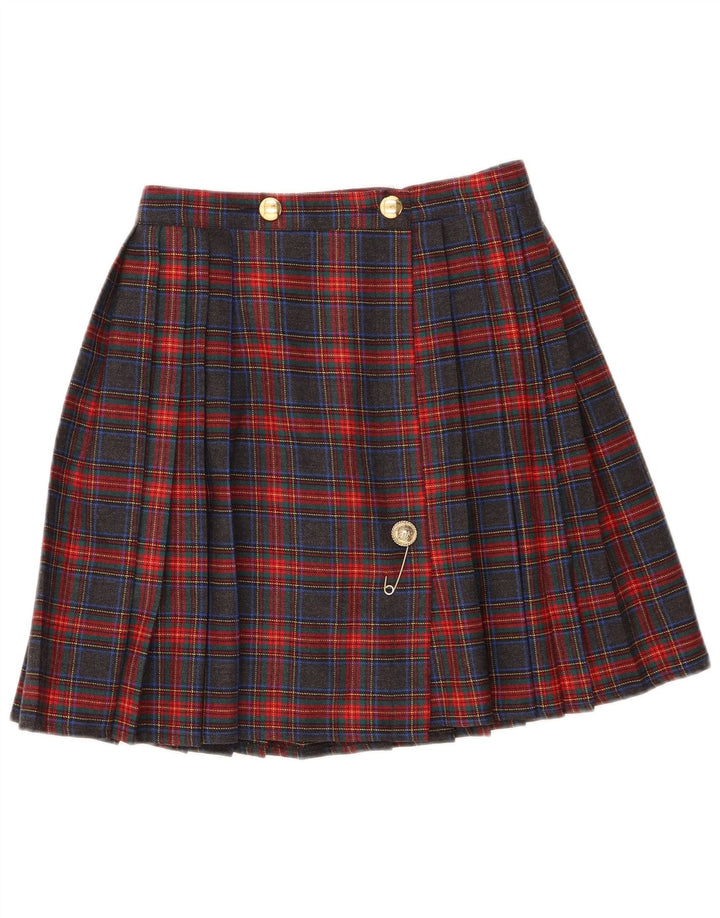 Vintage damekniv plisseret nederdel IT 44 Medium W28 Flerfarvet tern