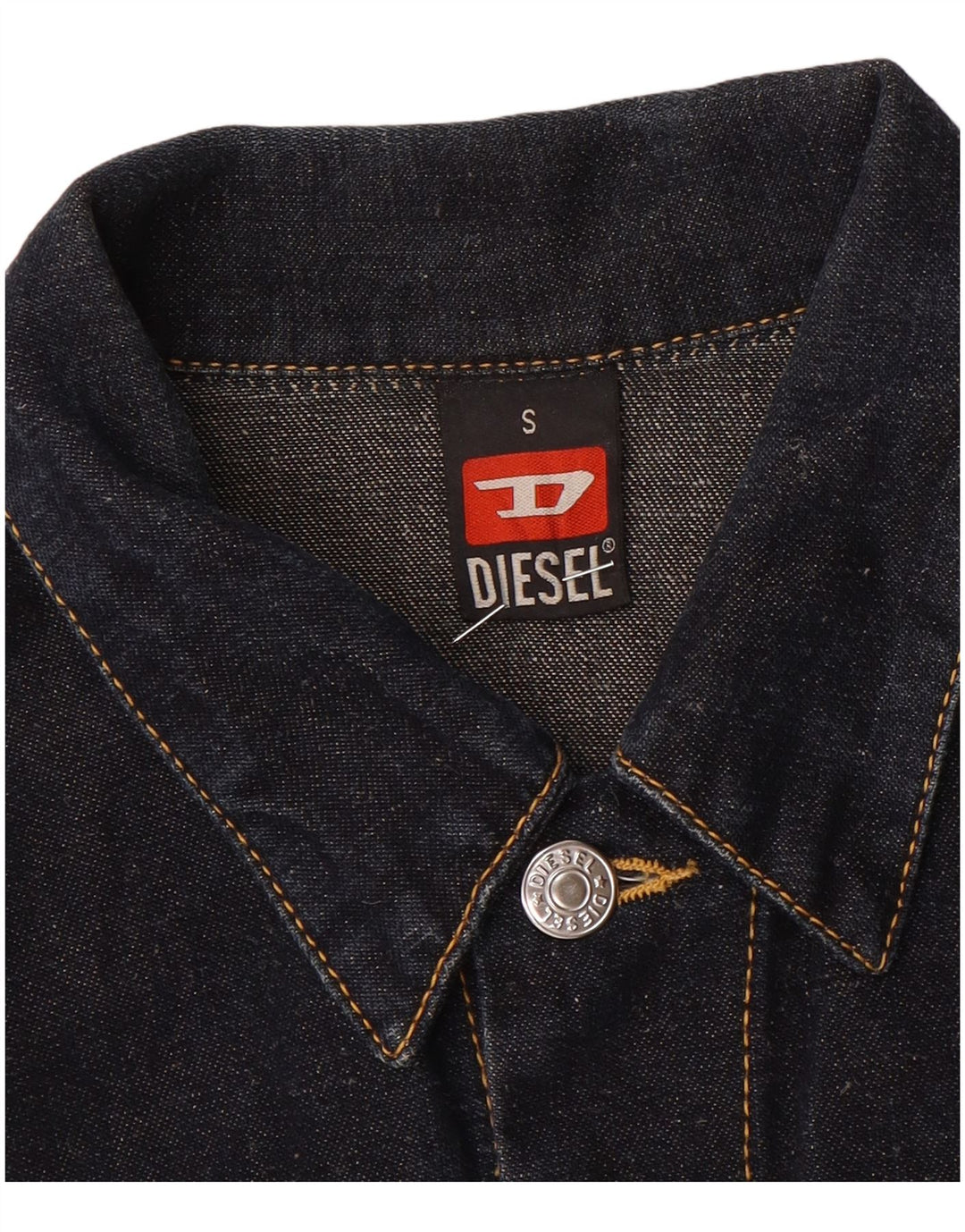 Diesel Dame Crop Denim Jacket UK 10 Small Navy Blue Flax