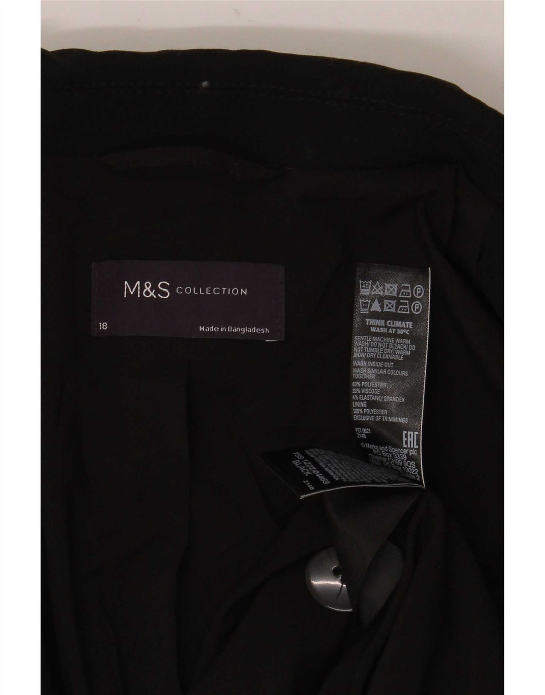 Marks & Spencer Dame 1 knap Oversized Blazer Jacket UK 18 XL Sort