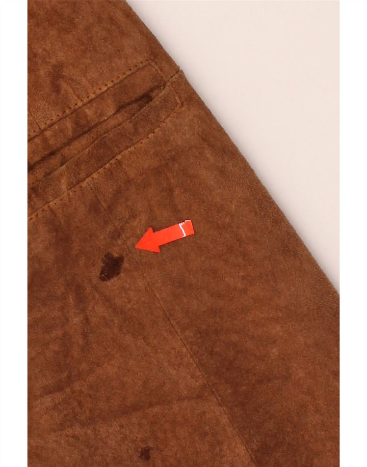 VINTAGE Womens Suede Double Breasted Coat UK 14 Large Brown Leather Vintage Vintage and Second-Hand Vintage from Messina Hembry 
