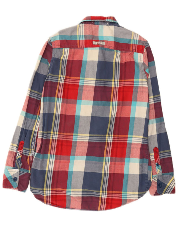 Superdry Flanelskjorte til kvinder UK 14 Medium Flerfarvet ternet bomuld