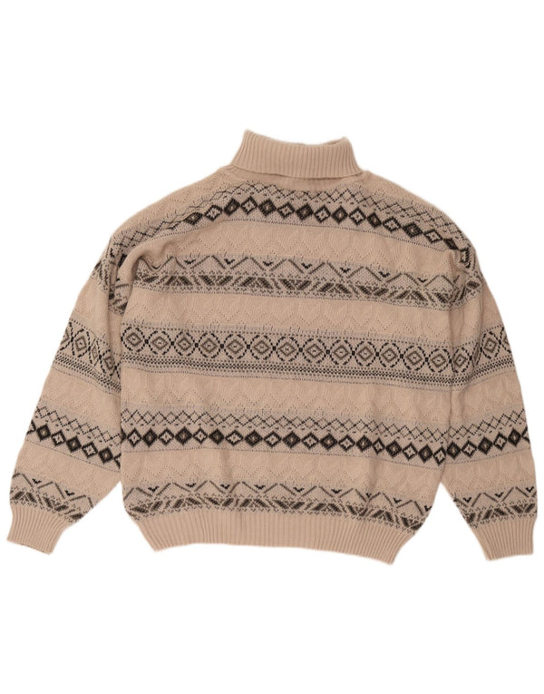 Starter Herre Roll Neck Jumper Sweater XL Beige Geometrisk Uld