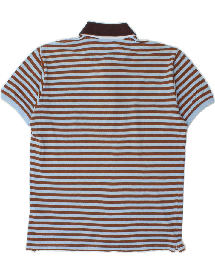 BROOKSFIELD Mens Polo Shirt IT 50 Medium Blue Striped Cotton Vintage Brooksfield and Second-Hand Brooksfield from Messina Hembry 