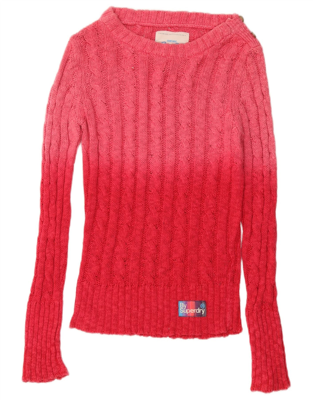 Superdry Sweater med rund hals til kvinder UK 6 XS Pink Colourblock Bomuld