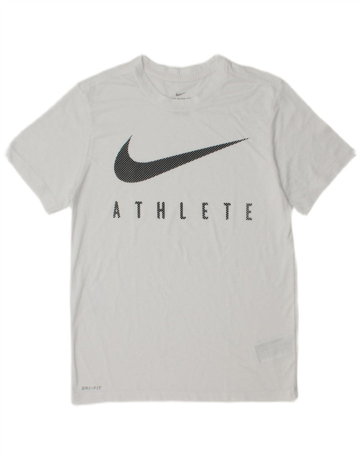 Nike Herre Dri Fit grafisk T-shirt Top Lille hvid polyester
