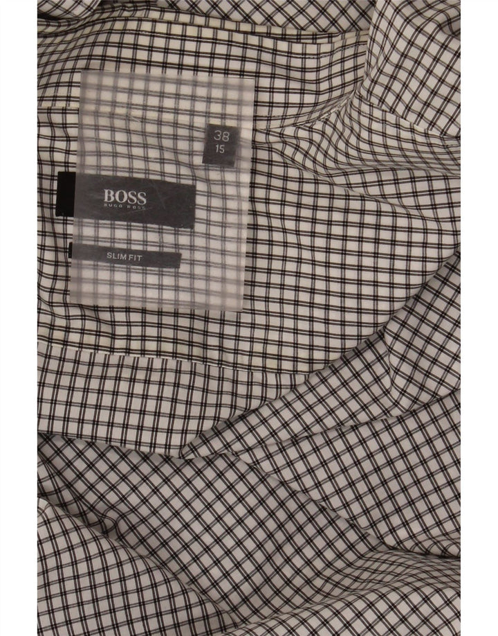 Hugo Boss Herre Slim Fit Skjorte Størrelse 38 15 Medium White Check