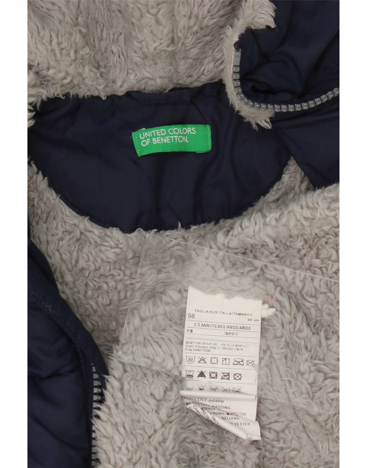 Benetton Boys, polstret hættejakke 2-3 år marineblå polyester