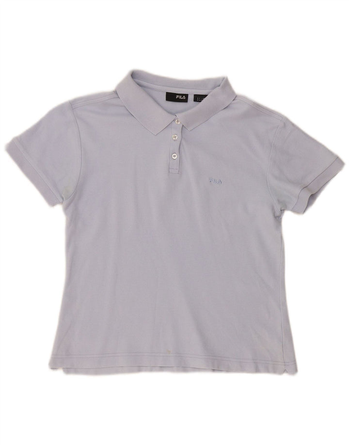 Fila Dame Polo Shirt UK 16 Stor Blå Bomuld