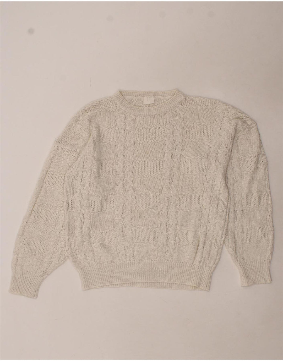 VINTAGE Womens Crew Neck Jumper Sweater UK 16 Large White Vintage Vintage and Second-Hand Vintage from Messina Hembry 