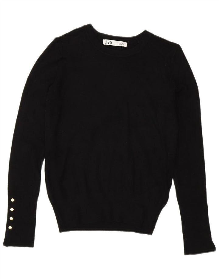 Zara Dame sweater med rund hals DK 10 Lille sort viskose
