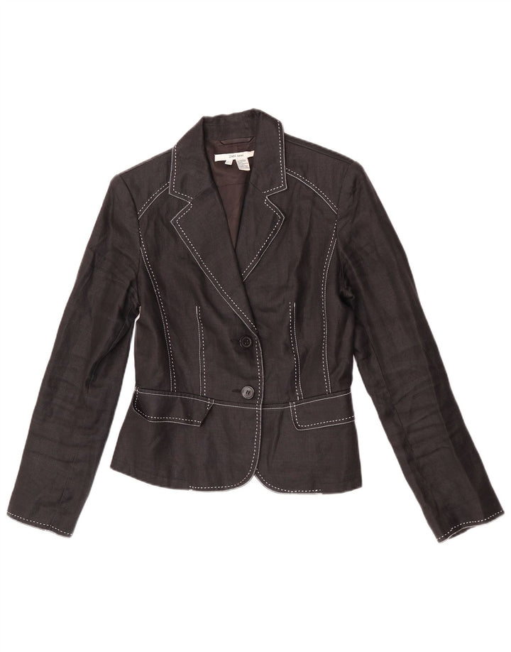 Zara Dame 2-knaps blazerjakke EU 40 Medium Sort Ramie