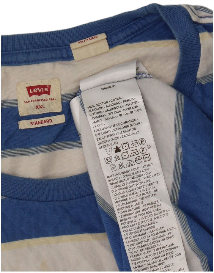 Levi's Herre Standard T-Shirt Top 2XL Blå Stribet Bomuld