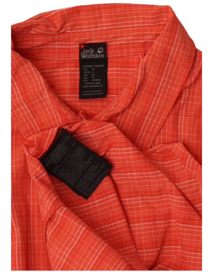 Jack Wolfskin Kortærmet skjorte til kvinder UK 12 Medium Orange Ternet polyamid