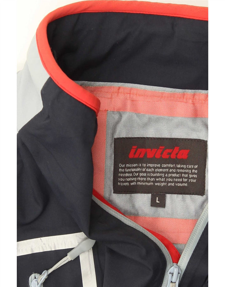 Invicta Grafisk regnjakke til kvinder UK 16 Large Navy Blue Colourblock