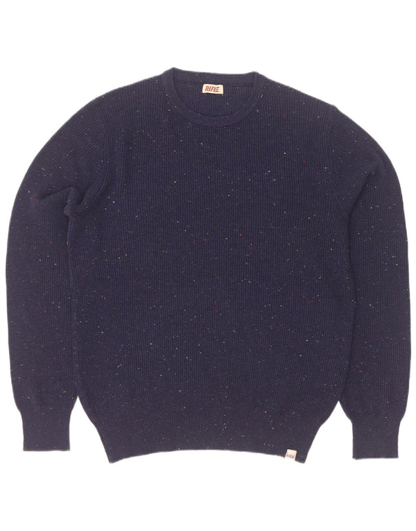 Rifle Womens Crew Neck Jumper Sweater UK 18 XL Navy Blue Flecked Acrylic
