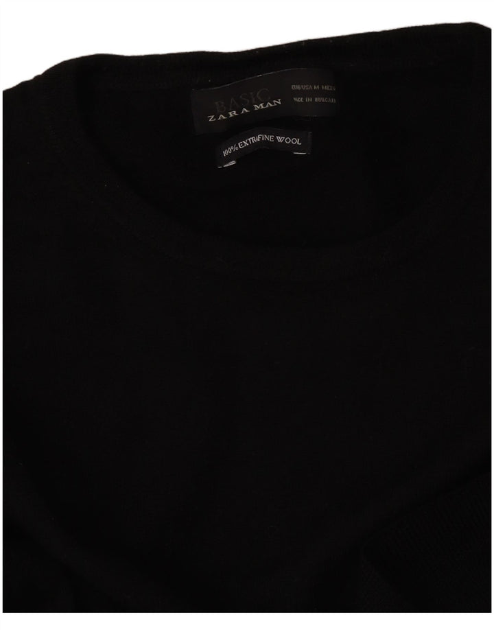 Zara Herre Crew Neck Jumper Sweater Medium Sort Uld