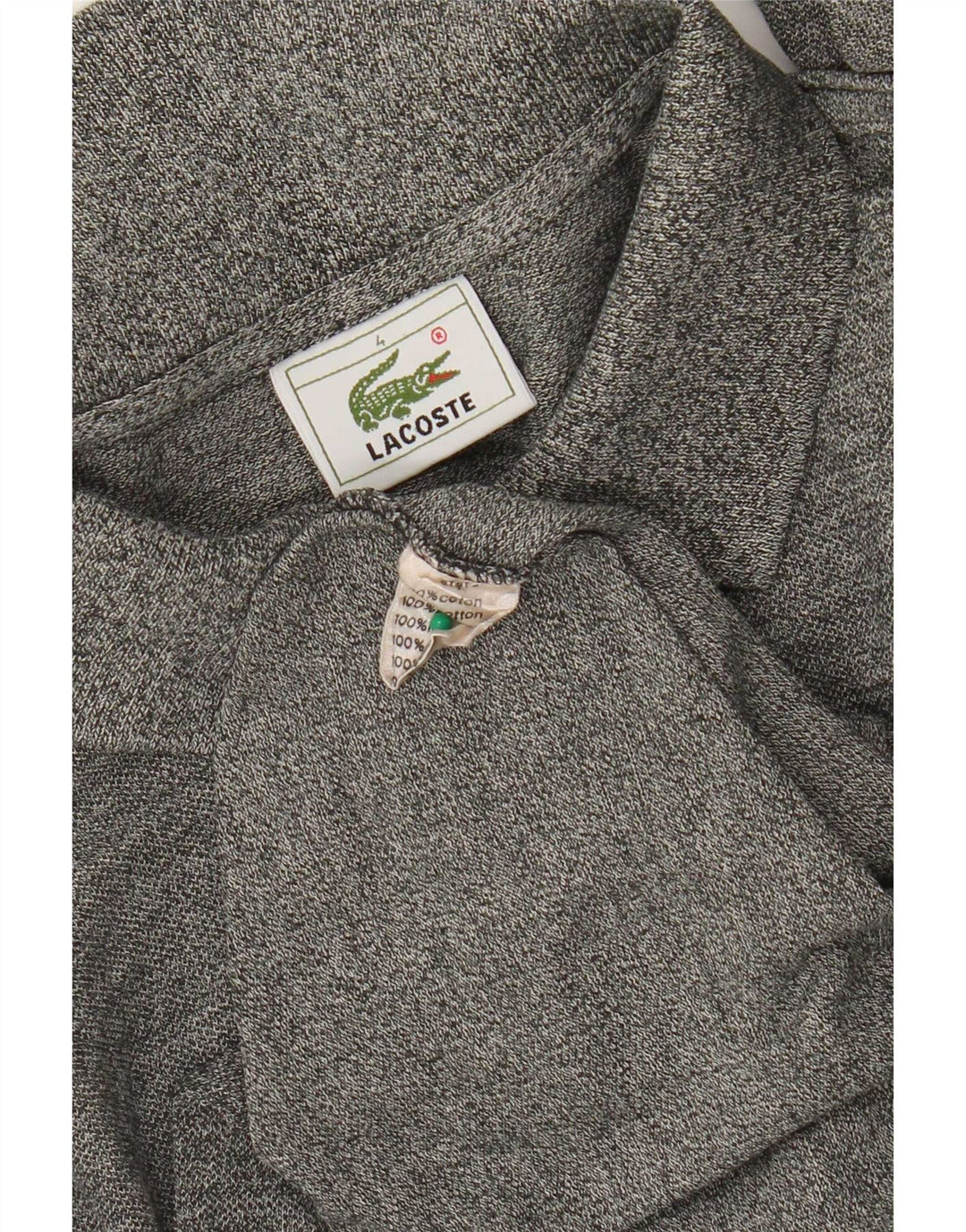 Lacoste Langærmet Poloskjorte til mænd Størrelse 4 Medium Grå Flecked Bomuld