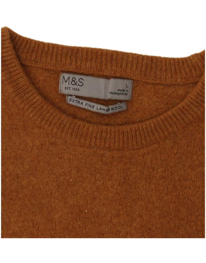 Marks & Spencer Dame sweater med rund hals DK 14 Stor brun lammeuld