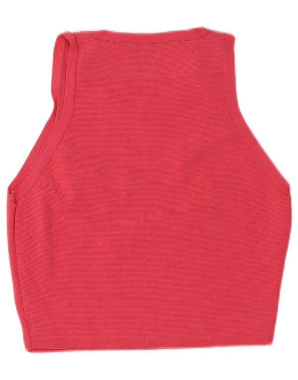 Zara Womens Crop Vest Top UK 12 Medium Pink Viscose