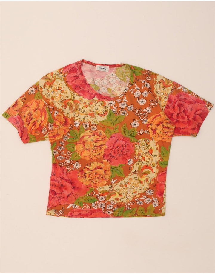 VINTAGE Womens T-Shirt Top UK 10 Small Multicoloured Floral Vintage Vintage and Second-Hand Vintage from Messina Hembry 
