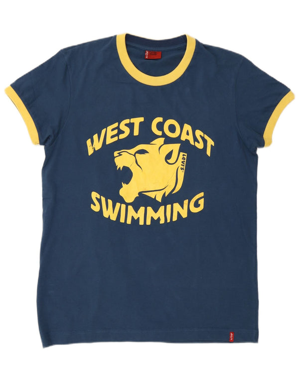 Levi's Herre grafisk T-shirt Top Medium Navyblå Bomuld