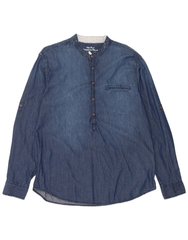 Grand & Hills Herre Pullover Denim Shirt XL Blå Bomuld