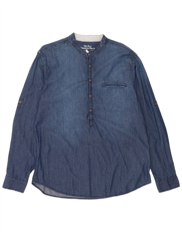 Grand & Hills Herre Pullover Denim Shirt XL Blå Bomuld