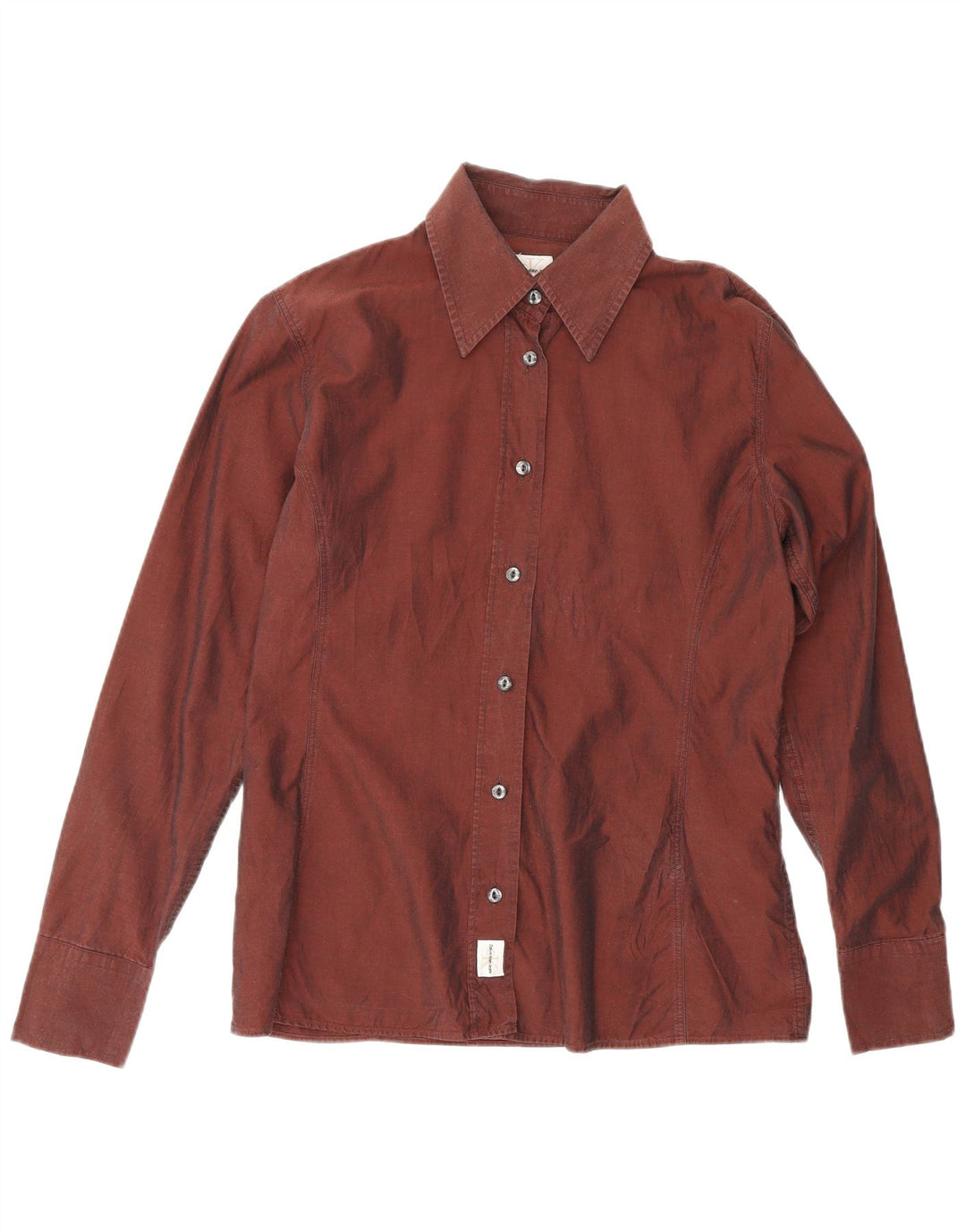 CALVIN KLEIN JEANS Dameskjorte UK 12 Medium Bourgogne Bomuld