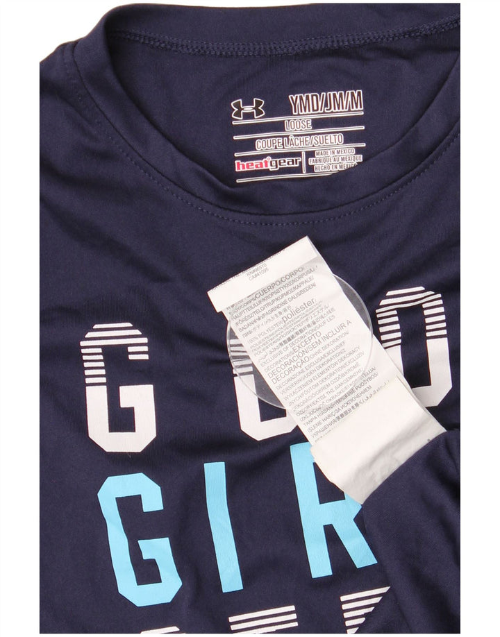 Under Armour Boys Heat Gear Grafisk T-shirt Top 9-10 år Medium Navy Blue