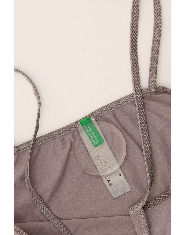 Benetton Womens Crop Cami Top UK 8 Small Grå Polyamid