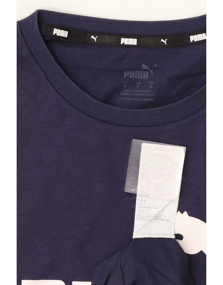 Puma Herre grafisk T-shirt Top Medium Marineblå Bomuld