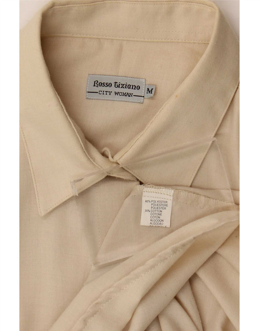 Vintage dameskjorte UK 14 Medium Off White Polyester