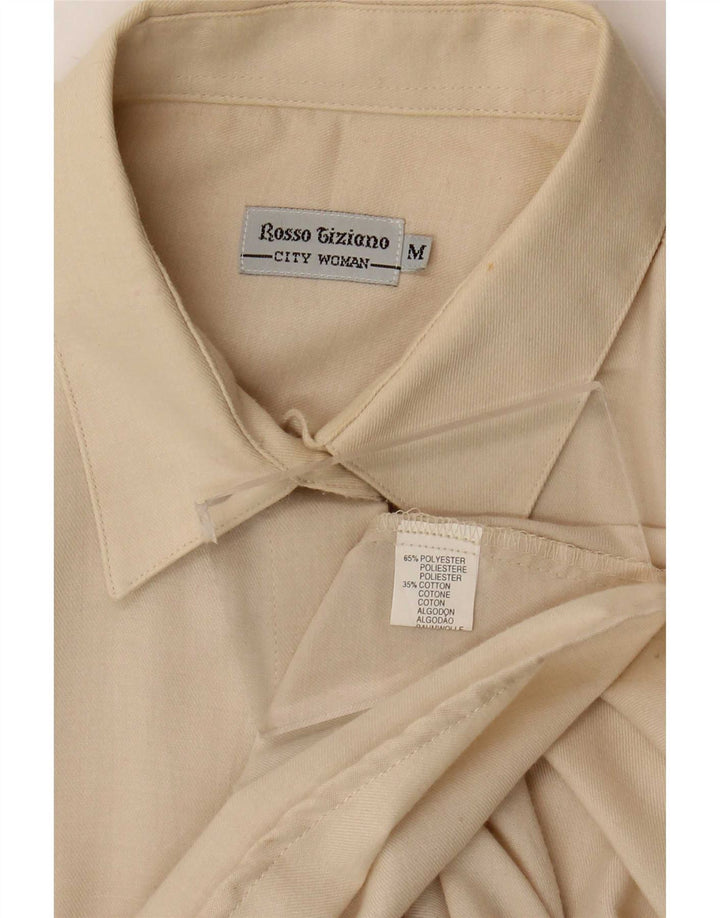 Vintage dameskjorte UK 14 Medium Off White Polyester