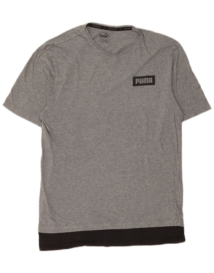 Puma Herre grafisk T-shirt Top Mellemgrå Colourblock Bomuld