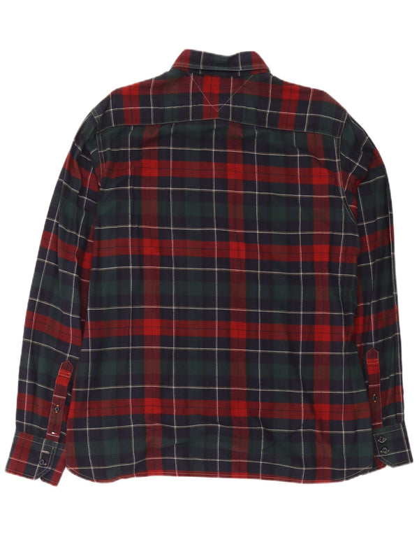 Tommy Hilfiger Herre flannelskjorte Stor rød ternet bomuld