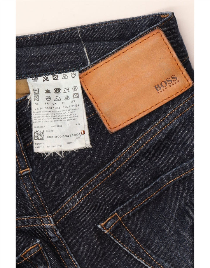 HUGO BOSS Straight jeans til mænd W31 L34 Marineblå bomuld