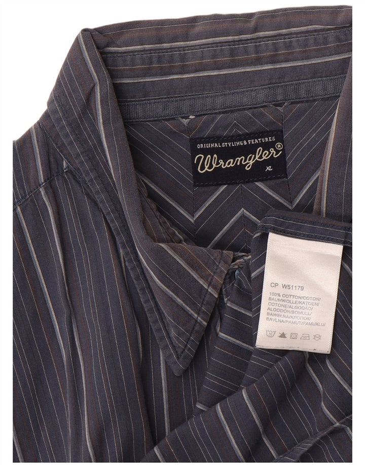 WRANGLER Mens Shirt XL Navy Blue Striped Cotton