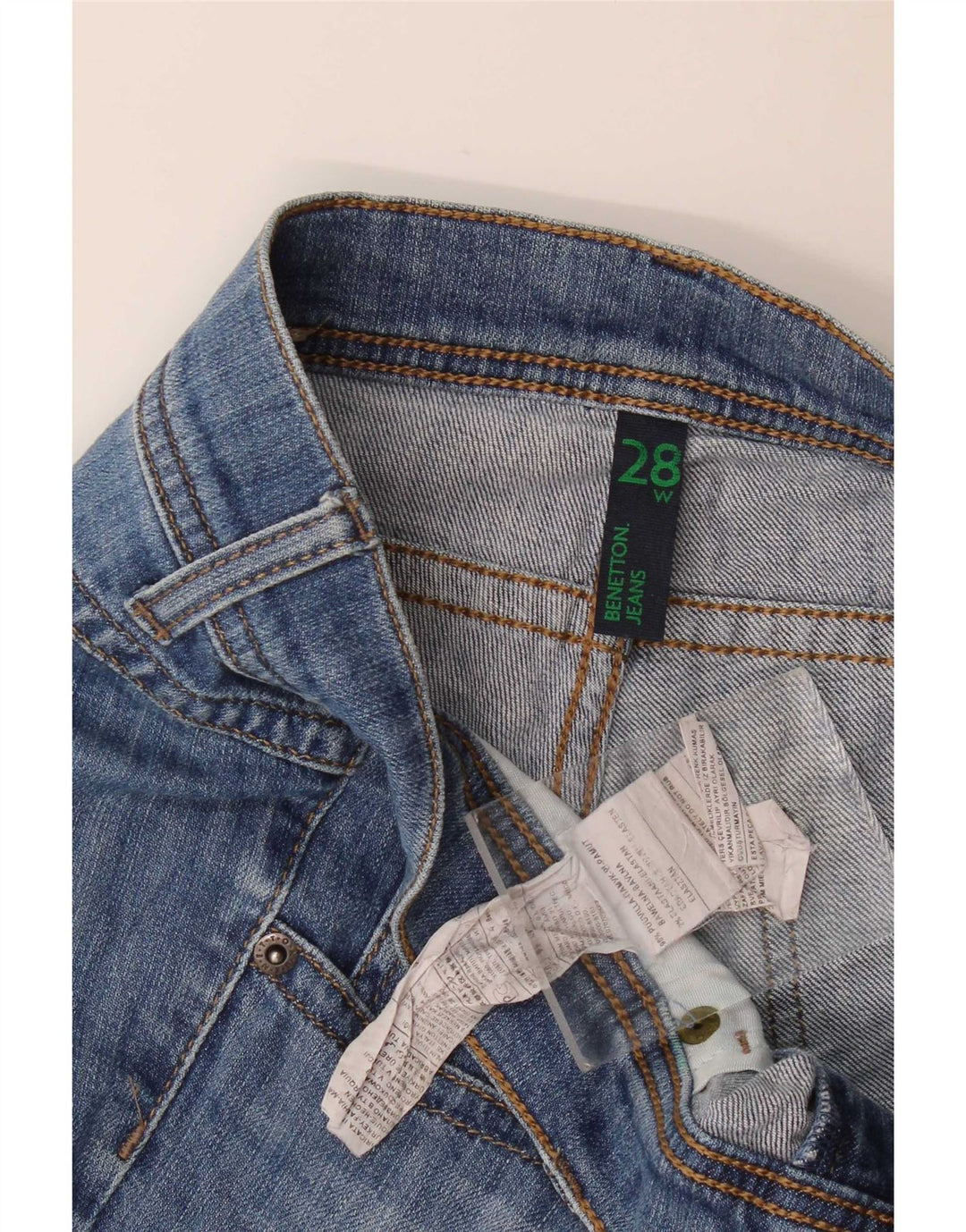 Benetton Dame Regular Fit Straight Jeans W28 L28 Blå Bomuld